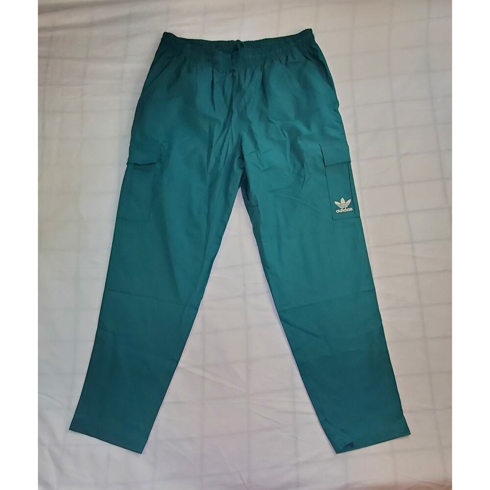 Adidas Size L Nylon Ripstop Cargo Pants Green Baggy Woven Originals Teal Ca8